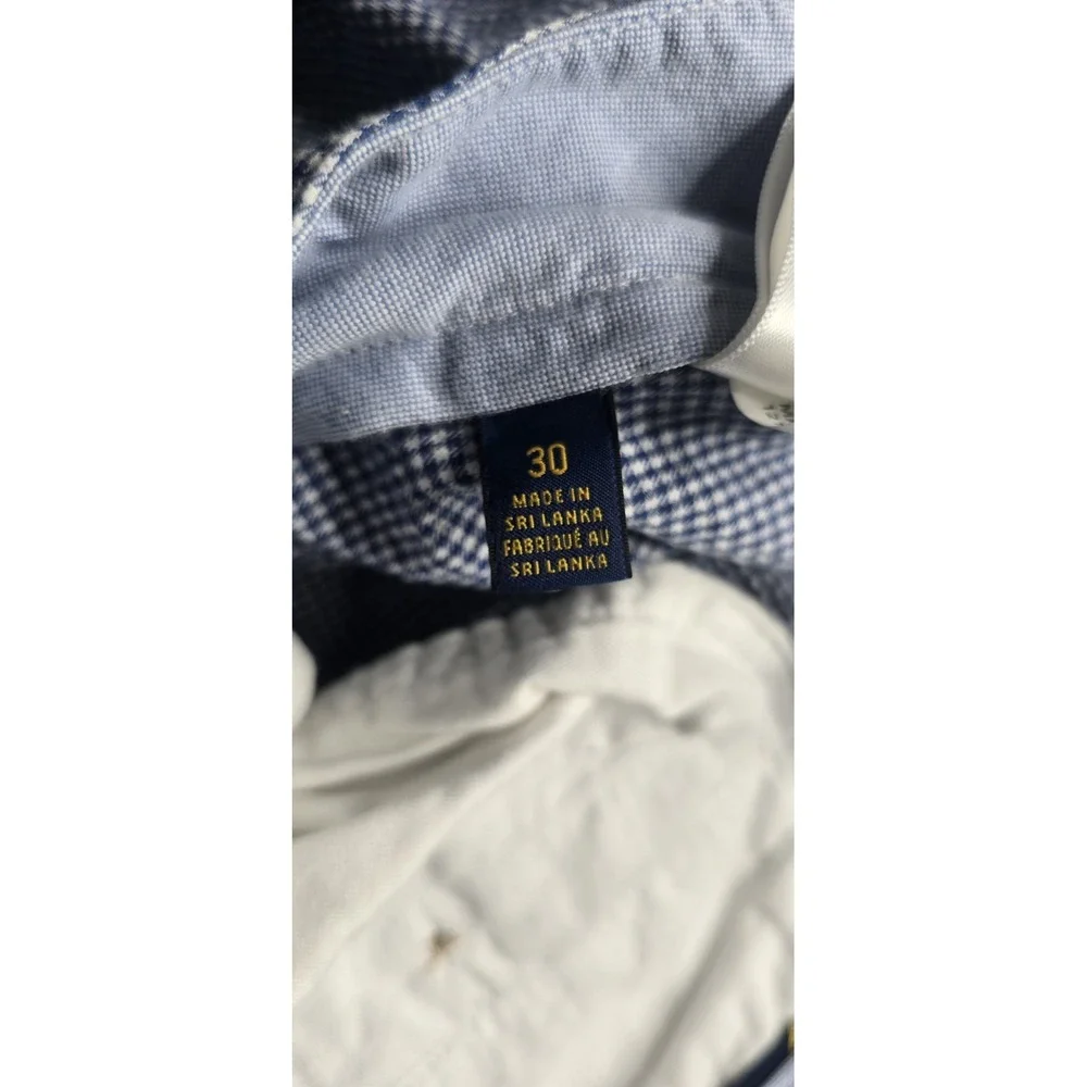 Polo Ralph Lauren Shorts Men 30 (32) Blue White Check Stretch Classic Flesh Pony
